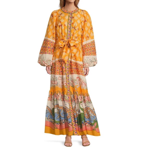 A Loves A Dresses & Skirts - Bohemian Yellow Floral Print Maxi Dress with Tie Waist